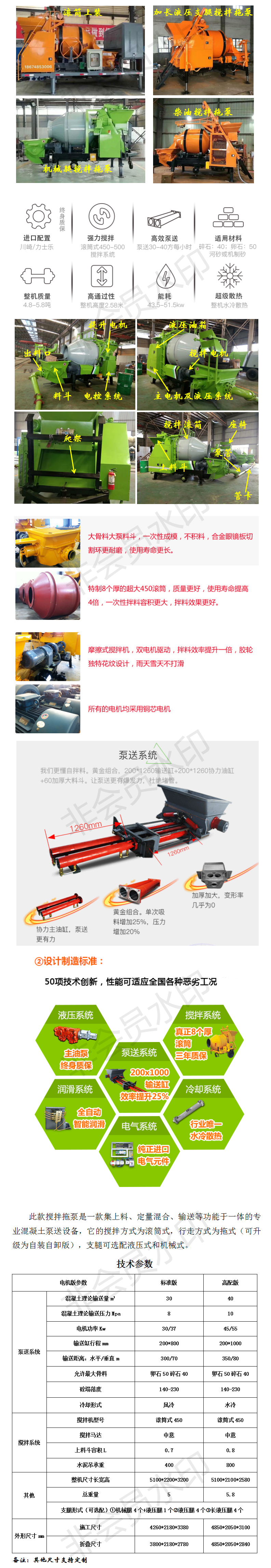 搅拌拖泵,搅拌天泵,车载搅拌泵,混凝土湿喷机,臂架泵,混凝土输送泵